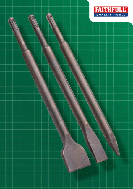 Faithfull 3 Piece SDS+ Chisel Bit Set Ref XMS25SDSSET
