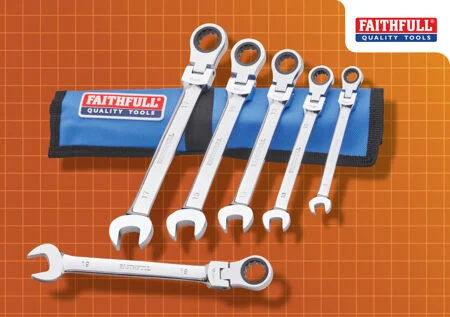 Faithfull 6 Piece Ratcheting Combination Spanner Set Ref XMS25SPANNER