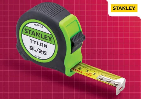 Stanley Hi-Vis Tylon Tape (8m/26ft) Ref XMS25TAPE8