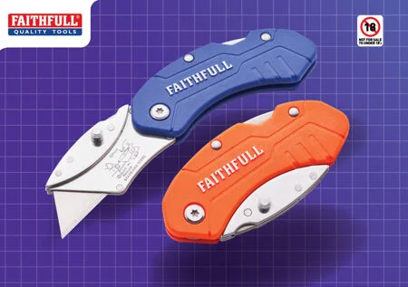 Faithfull Folding Hi-Vis Utility Knife Ref XMS25UTILHV