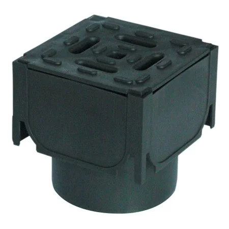 ACO HexDrain Corner Unit with Black Plastic Grating & Vertical Outlet 19559