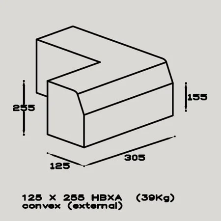 Angle Kerb Half Battered 125 x 255mm External HBXA Ref RK5100000