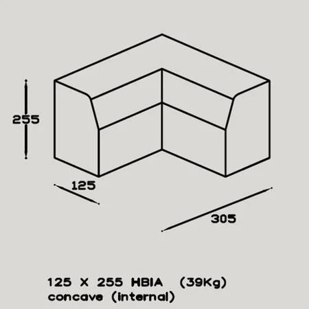 Angle Kerb Half Battered 125 x 255mm Internal HBIA Ref RK5100100