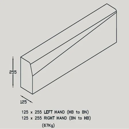 Dropper Kerb External Radius 6m Right Hand 125 x 255/150mm Ref RK4305600