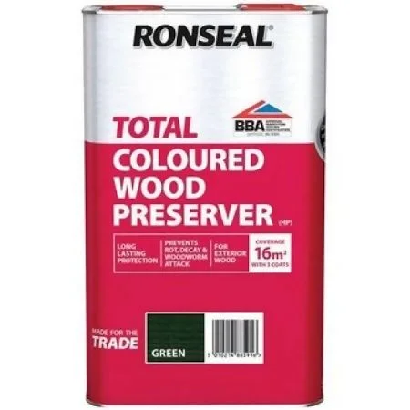 Ronseal Total Dark Green Wood Preserver 5Ltr Ref 38591