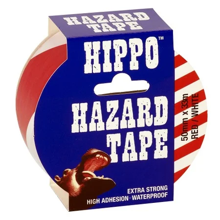 Hippo 50mm Self Adhesive Hazard Tape Red / White 33mtr Ref H18405