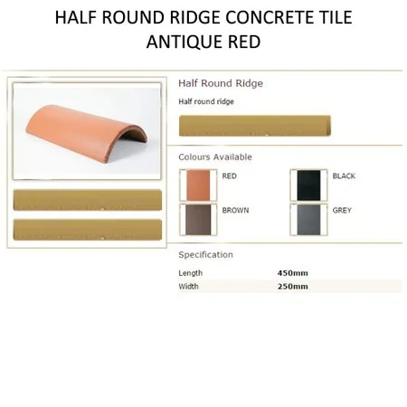 Breedon Half Round Ridge Concrete Tile Antique Red