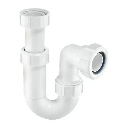 McAlpine ASA10 Adjustable Swivel P Trap 75 mm Seal with 1 1/4 Multifit Outlet