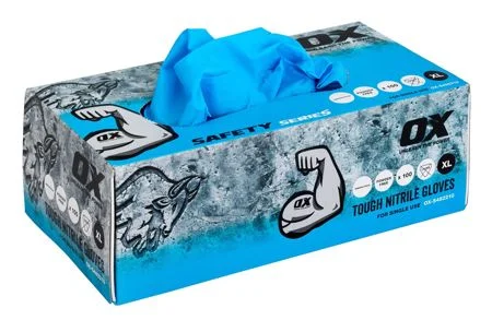 OX Disposable Nitrile Gloves Blue Boxed 100No