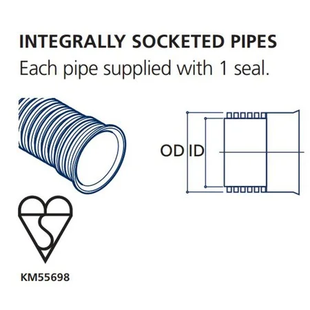 Polysewer 150mm x 3m Pipe Integral Socket Ref PS632