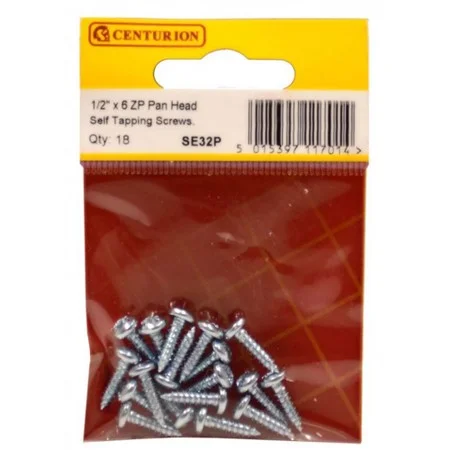 Pre Pack 1/2 x 6 ZP Pan Head Self Tapping Screws (Pack of 18) Ref SE32P