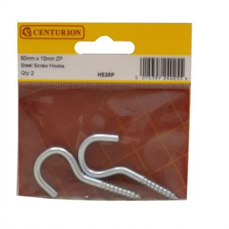 Pre Pack 60 x 10mm ZP Screw Hooks (Pack of 2) Ref HE25P