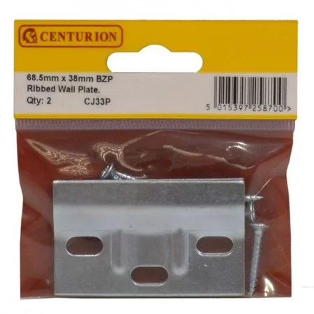 Pre Pack 68.5 x 38mm BZP Ribbed Wall Plate (Pack of 2) Ref CJ33P
