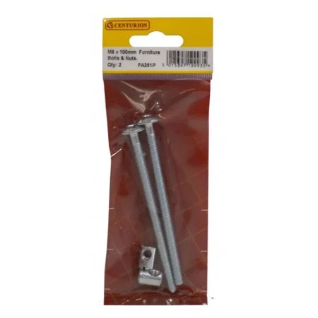 Pre Pack M6 x 100mm Furniture Bolts & Nuts Ref FA251P