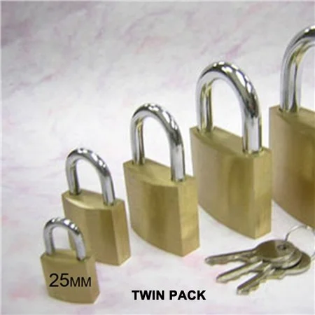 Pre-Packed Twin Pack Solid Brass Padlock 25mm