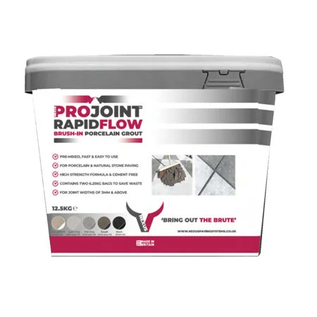 ProJoint Rapid Flow Brush In Porcelain Paving Grout 12.5kg Tub Neutral Ref RFN