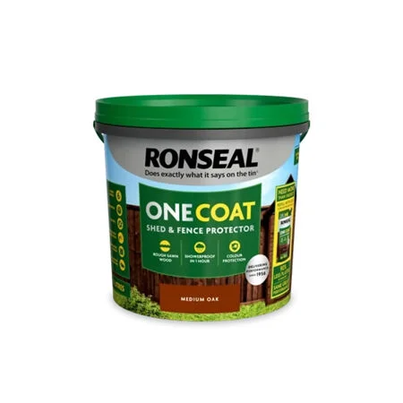 Ronseal One Coat Shed & Fence Protector Medium Oak 9Ltr