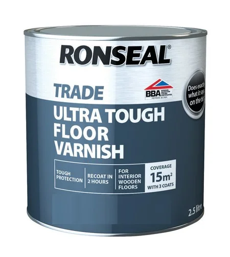 Ronseal Trade Ultra Tough Floor Gloss Varnish Clear 2.5Ltr Ref 38537