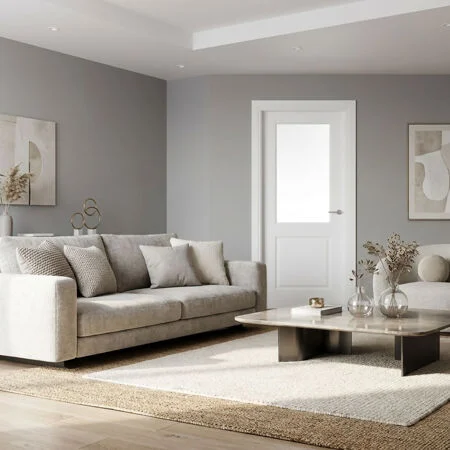 White Moulded Smooth 2 Panel Glazed Door 78 x 30"