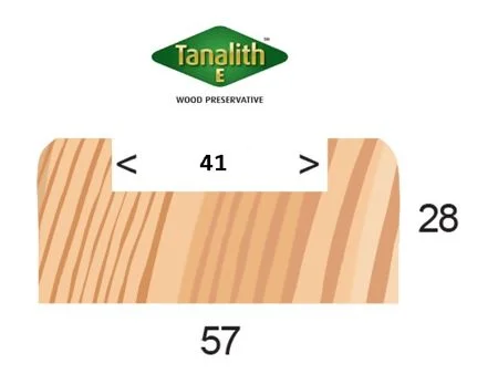 Tanalised Green Redwood 63 x 32 x 41mm Baserail