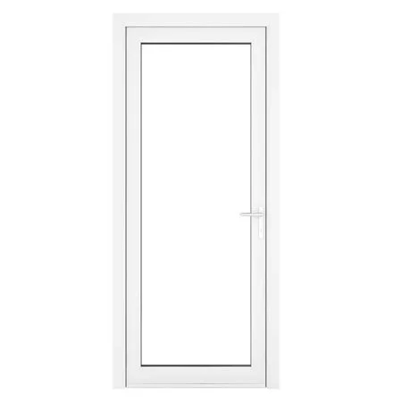 uPVC White Clear Single Door Full Glass Left hand Open In 840mm x 2090mm