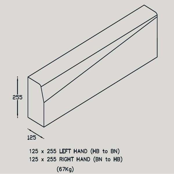 Dropper Kerb Radius 10m Left Hand 125 x 255/150mm HB2-BN3