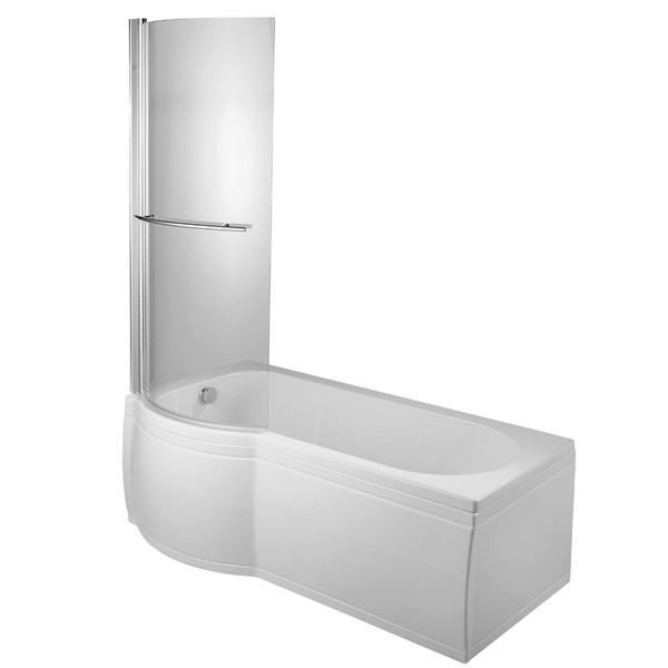 P Shaped Shower Bath 1700x750 LEFT HAND Complete with bath screen